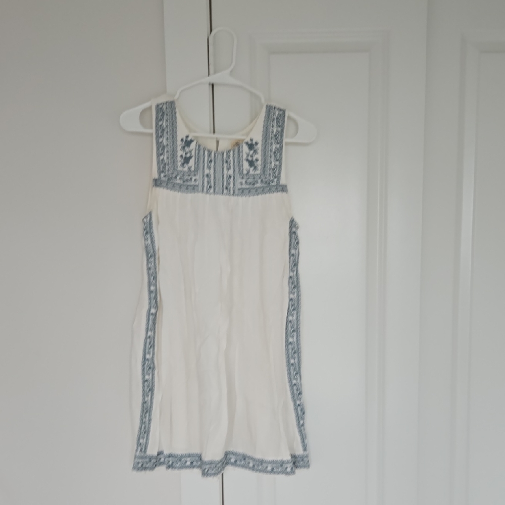 O'Neill White and Blue Embroidered Mini Dress